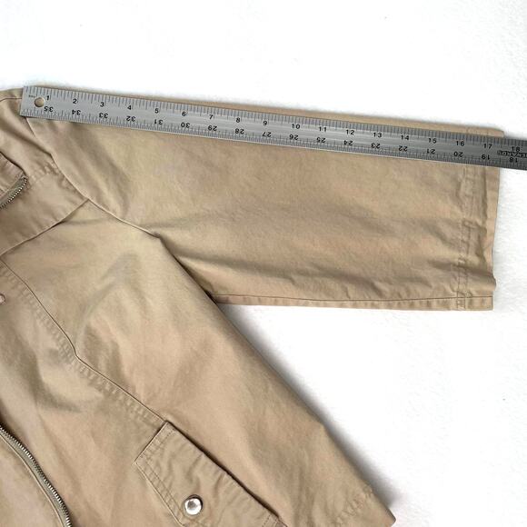 Studio Works Petite Lined Khaki Tan Zip Up Light Coat Jacket Women's Size PL - Picture 9 of 11